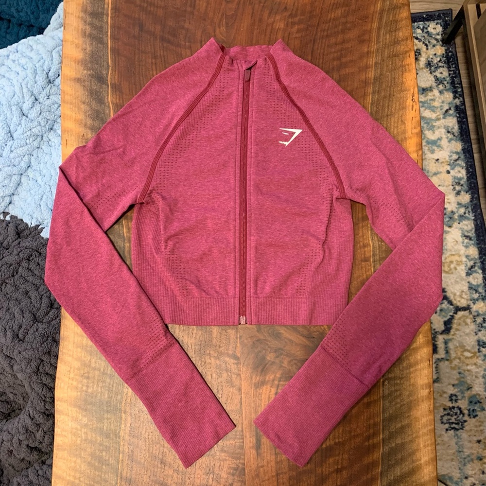 Gymshark Vital Midi Zip Up Jacket Plum Pink Marl